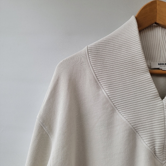 Agolde Klara V Neck Off White Ribbed Sweatshirt Size Large Modern Minimalist - Picture 4 of 16